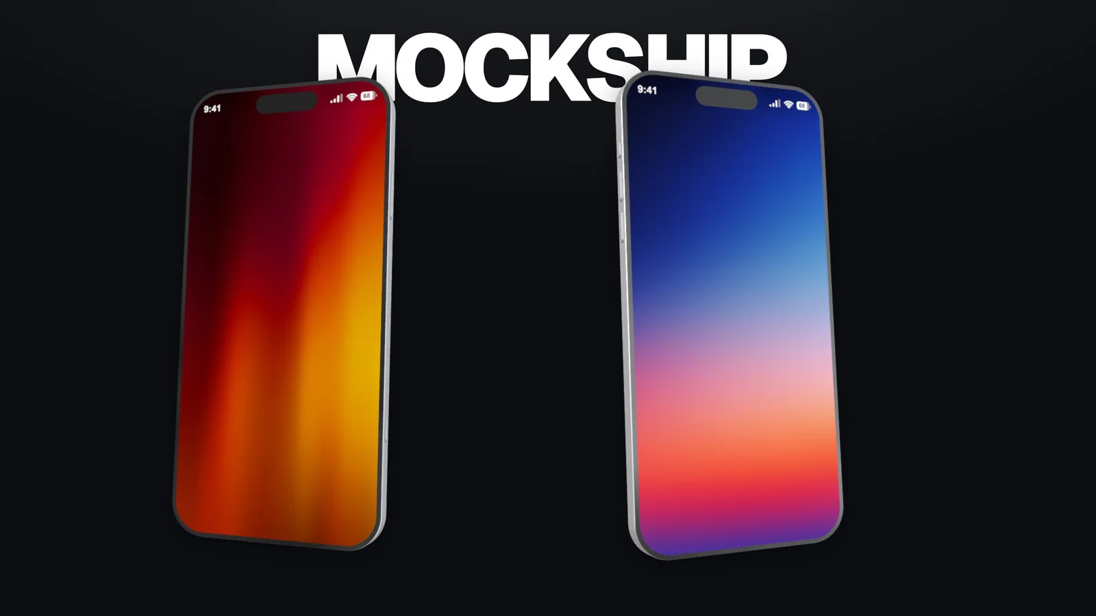 Two angled phone mockups with contrasting screen designs